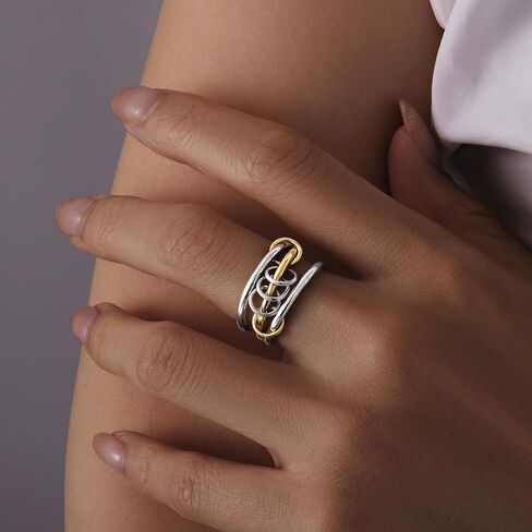 gelbesty Stackable Gold Silver Band Rings for Women Non Tarnish, Cubic Zirconia Statement Thumb Pinky Rings Two Tone, Mixed Metal Jewelry for Women Size 5/6/7/8/9/10/11 in Kuwait