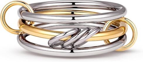 gelbesty Stackable Gold Silver Band Rings for Women Non Tarnish, Cubic Zirconia Statement Thumb Pinky Rings Two Tone, Mixed Metal Jewelry for Women Size 5/6/7/8/9/10/11 in Kuwait