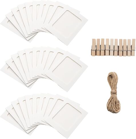 PINE & LINEN 30 Pcs Paper Frames with Clips,4x6 Inch Brown Cardboard Photo Frames DIY Photo Holders, Hanging Display Kit for Home/Party/Office in Saudi Arabia