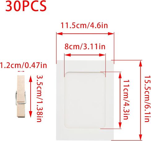 PINE & LINEN 30 Pcs Paper Frames with Clips,4x6 Inch Brown Cardboard Photo Frames DIY Photo Holders, Hanging Display Kit for Home/Party/Office in Saudi Arabia