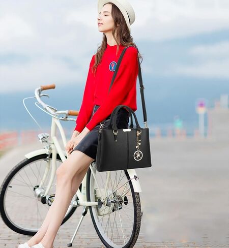 Purse and Handbags for Women, 3 Zip Compartments Tote Bag Designer Shoulder Purse Top Handle Satchel Bags in Kuwait
