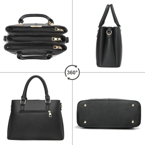 Purse and Handbags for Women, 3 Zip Compartments Tote Bag Designer Shoulder Purse Top Handle Satchel Bags in Kuwait