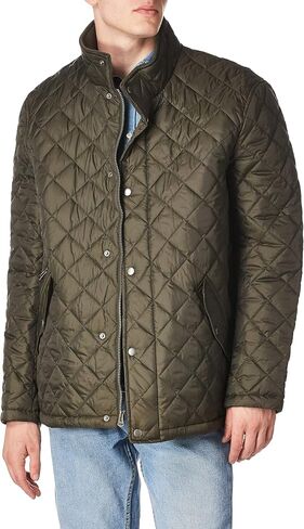 Cole Haan Men's Nylon Quilted Barn Jacket With Knit Collar in Saudi Arabia