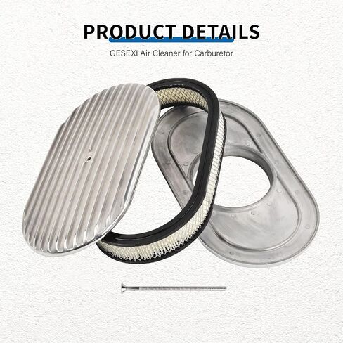 12’’ Air Cleaner for Carburetor, Oval Polished Aluminum Half Finned Air Cleaner Element Compatible with Chevy in Saudi Arabia
