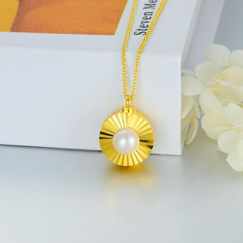 SOULMEET Gold Cremation Jewelry for Ashes, Round Shape Pearl Locket Necklace for Ashes to Keep Beloved Ones Human Dog Cat Always with You Keepsake Necklace Gift in Saudi Arabia