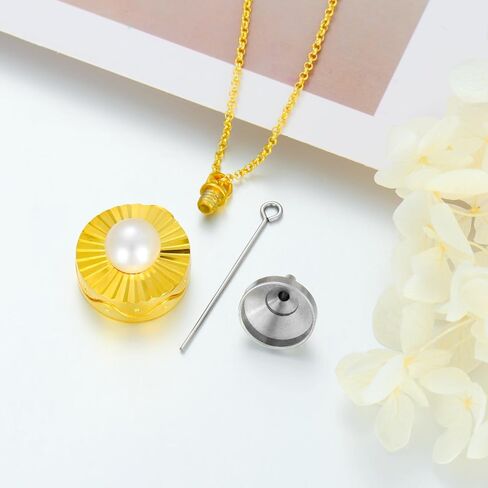 SOULMEET Gold Cremation Jewelry for Ashes, Round Shape Pearl Locket Necklace for Ashes to Keep Beloved Ones Human Dog Cat Always with You Keepsake Necklace Gift in Saudi Arabia