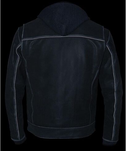 Milwaukee Leather MLM1539 Men's Distressed Grey Leather ‘Utility Pocket’ Vented Jacket with Removable Hoodie in Saudi Arabia