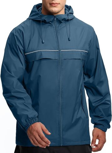 GEEK LIGHTING Mens Waterproof Hooded Rain Jacket Lightweight Raincoat for Outdoor Hiking Running Travel in Saudi Arabia
