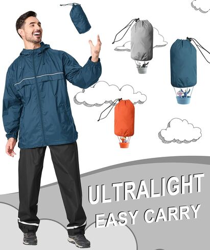 GEEK LIGHTING Mens Waterproof Hooded Rain Jacket Lightweight Raincoat for Outdoor Hiking Running Travel in Saudi Arabia