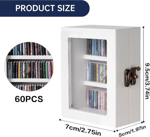 Anxiety Bookshelf Mini Book Micro Display Stand a Miniature Library Equipped with 65 Mini - Books is an Ideal Decorative Gift for Book Enthusiasts (Blue) in Saudi Arabia