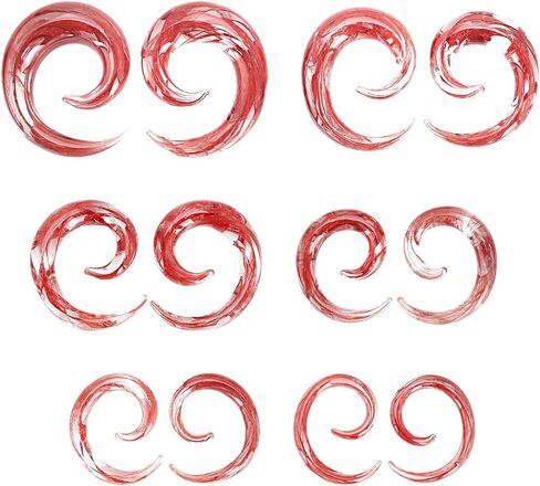 أذن TAPERS GLASS SILPS أذن مقاييس الأذن حلزوني تويست تمتد تمدد نقالة المسامير المصنوعة يدويًا مقاييس شماعات مثقبة للمجوهرات 8G-00G 3MM-10MM in Kuwait