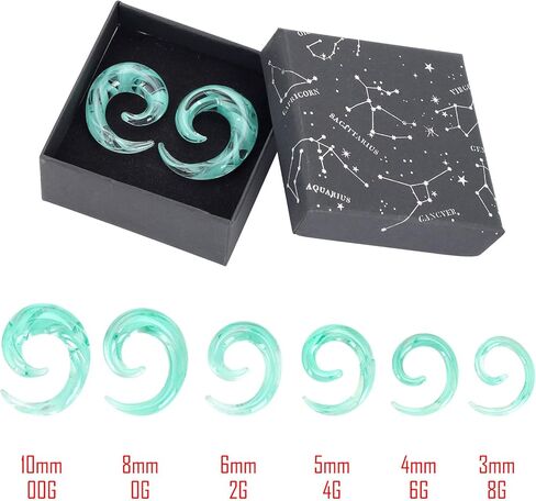 Ear Tapers Glass Ear Plugs Ear Gauges Spiral Snail Twist Stretching Stretcher Expander Handmade Hanger Gauges Piercing Jewelry Set 8G-00G 3MM-10MM in Kuwait