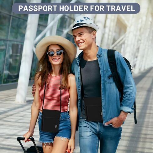 LJCZKA Travel Neck Wallet RFID Blocking Passport Holder for Women Men Security Lightweight Neck Pouch Adjustable Organizer Case (Grey) in Saudi Arabia
