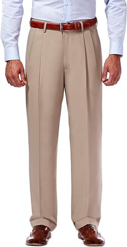 Haggar Men's Mynx Gabardine Pleat-Front Dress Pant with Hidden Expandable Waist in Saudi Arabia