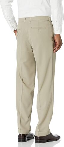 Haggar Men's Mynx Gabardine Pleat-Front Dress Pant with Hidden Expandable Waist in Saudi Arabia