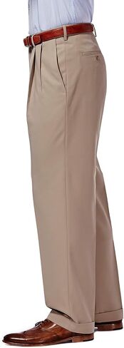 Haggar Men's Mynx Gabardine Pleat-Front Dress Pant with Hidden Expandable Waist in Saudi Arabia