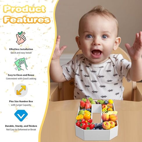 Paready 13.78'' Fillable Cardboard Number 1, Tray Charcuterie Number Mache 1, Food Fillable Number Shaped Sweets Flower Candy Cupcake Container Box for 1st Anniversary Birthday Party Decoration in Saudi Arabia