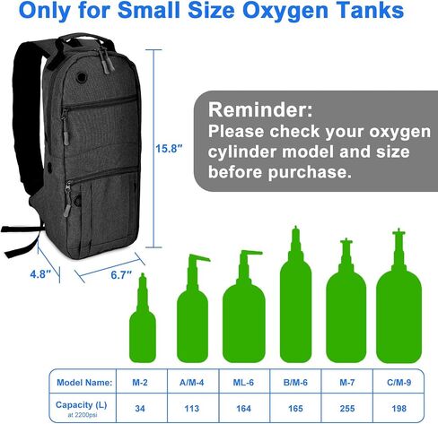 iGuerburn Portable Oxygen Tank Backpack for Small Size M2, A/M4, ML6, B/M6, M7, C/M9 Cylinders in Saudi Arabia