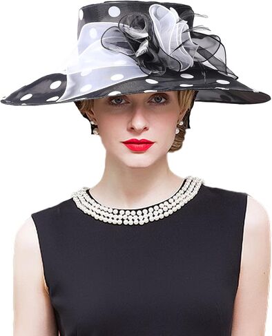 Women Church Hats Wide Brim Sun Derby Hat Organza Fascinators Kentucky Hats for Women Tea Party Wedding Hat in Saudi Arabia