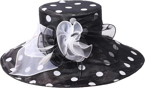 Women Church Hats Wide Brim Sun Derby Hat Organza Fascinators Kentucky Hats for Women Tea Party Wedding Hat in Saudi Arabia
