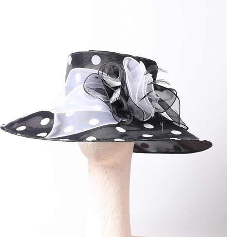 Women Church Hats Wide Brim Sun Derby Hat Organza Fascinators Kentucky Hats for Women Tea Party Wedding Hat in Saudi Arabia