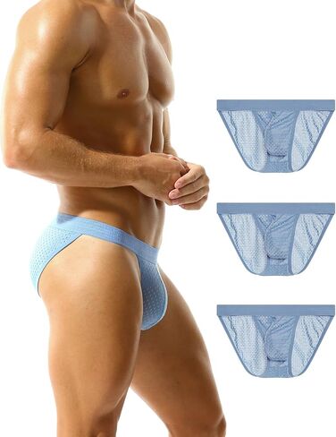 Men's Mesh Sport Underwear Stretch Low Rise String Bikini Briefs 3 Pack in Saudi Arabia