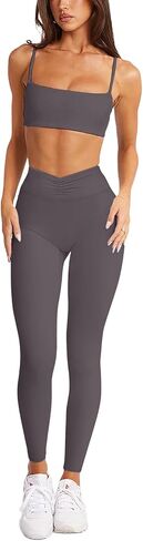 LASLULU V-High Waisted Workout Leggings for Women 28" Gathered Buttery Soft Compression Leggings Yoga Workout Pants in Saudi Arabia