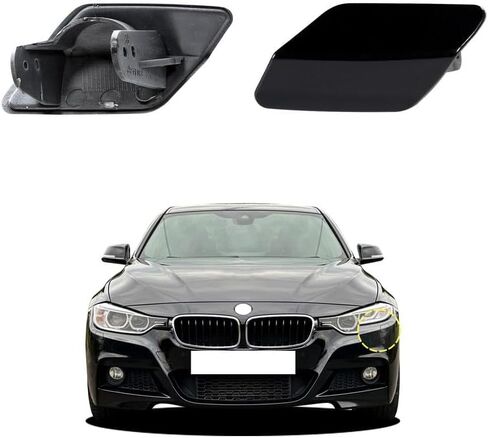 Car Front Bumper Headlight Washer Nozzle Cover Cap Compatible with BMW 3 F30 320 323 330 335 M-Sport 2013 2014 2015 2016 2017 2018 Headlight Cleaning Cover 51118056613 51118054179 Water Spray Cover in Kuwait