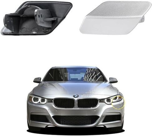 Car Front Bumper Headlight Washer Nozzle Cover Cap Compatible with BMW 3 F30 320 323 330 335 M-Sport 2013 2014 2015 2016 2017 2018 Headlight Cleaning Cover 51118056613 51118054179 Water Spray Cover in Kuwait