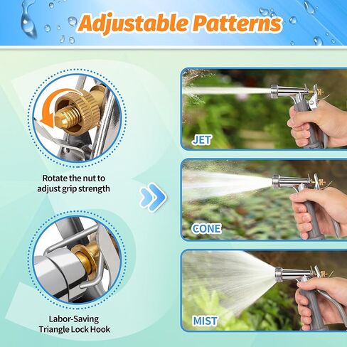 حزمة خرطوم الحديقة ذات الحجم التلقائي بحجم كامل ، وحزمة ، ومسدس عالي الضغط ، فوهة مياه ، مع أمامية ملولبة ، وتدفق مياه رذاذ قابلة للتعديل لغسل السيارة ، وأرض التنظيف ، ونباتات الري in Kuwait