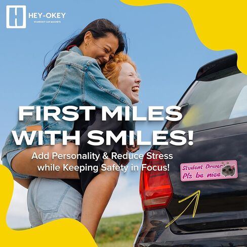 طالب سائق مغناطيس للسيارة - الهامستر اللطيف مضحك من فضلك كن صبورًا مضغوطًا مضغوطًا مضغوطًا مضغوطًا - علامة تحذير سلامة المبتدئين القابلة للإزالة - مقاومة للطقس - 10 × 3.5 بوصة - وردي in Kuwait