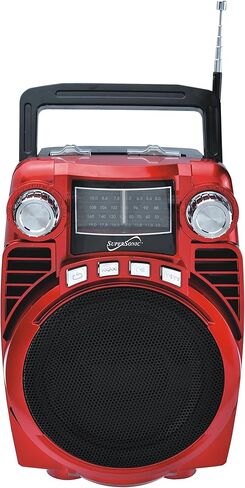 SuperSonic Bluetooth Portable 4 Band Radio, Red (SC-1390BT-Red) in Saudi Arabia