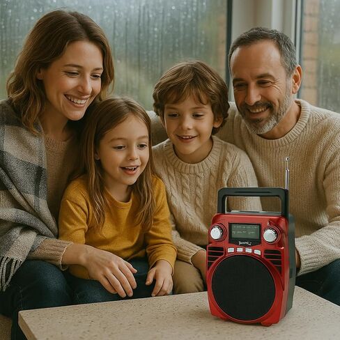 SuperSonic Bluetooth Portable 4 Band Radio, Red (SC-1390BT-Red) in Saudi Arabia