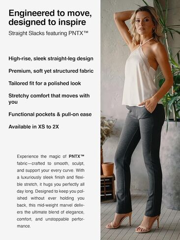 Conceited Dress Pants for Women with Pockets - Stretch Ponte Fabric - Wear to Work - Tummy Control (Available in Plus Size) in Saudi Arabia