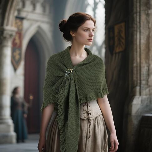 MCJC Knit Poncho Wrap Shawl with Fringe Tassel Trim, Medieval Renaissance Style Cape in Saudi Arabia