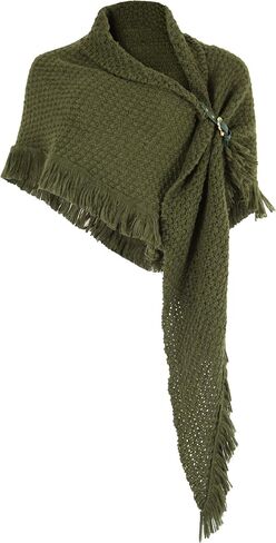 MCJC Knit Poncho Wrap Shawl with Fringe Tassel Trim, Medieval Renaissance Style Cape in Saudi Arabia
