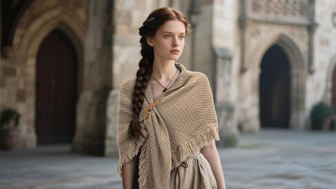 MCJC Knit Poncho Wrap Shawl with Fringe Tassel Trim, Medieval Renaissance Style Cape in Saudi Arabia