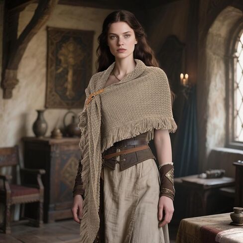MCJC Knit Poncho Wrap Shawl with Fringe Tassel Trim, Medieval Renaissance Style Cape in Saudi Arabia