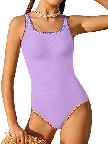 Qaoerde Girls Swimsuit One One Swimsuits بدلة للسباحة الصلبة للسباحة الملونة على تباين الأشرطة القابلة للتعديل in Kuwait