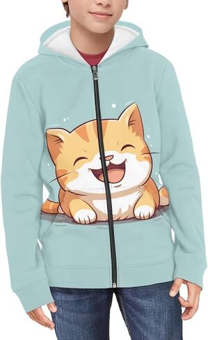 HUIACONG Zip Up Hoodie for Boys Hoodies Kids Sweatshirts Long Sleeve Full Zip Hooded Girls Streetwear in Saudi Arabia