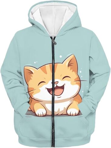 HUIACONG Zip Up Hoodie for Boys Hoodies Kids Sweatshirts Long Sleeve Full Zip Hooded Girls Streetwear in Saudi Arabia