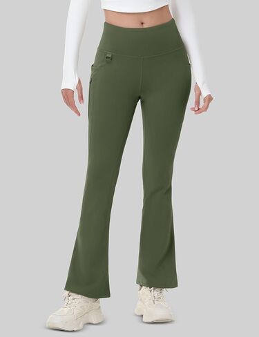 MAGCOMSEN Women's Fleece Lined Flare Pants Waterproof Insulated Winter Pants High Waisted Bootcut Hiking Yoga Leggings in Saudi Arabia
