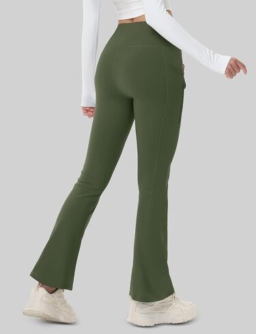 MAGCOMSEN Women's Fleece Lined Flare Pants Waterproof Insulated Winter Pants High Waisted Bootcut Hiking Yoga Leggings in Saudi Arabia