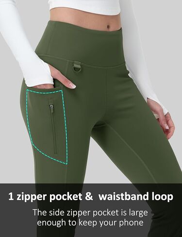 MAGCOMSEN Women's Fleece Lined Flare Pants Waterproof Insulated Winter Pants High Waisted Bootcut Hiking Yoga Leggings in Saudi Arabia