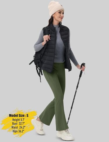 MAGCOMSEN Women's Fleece Lined Flare Pants Waterproof Insulated Winter Pants High Waisted Bootcut Hiking Yoga Leggings in Saudi Arabia