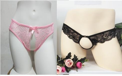 Couples Lace Mesh T-Back Thongs - Sheer See-Through Intimate Underwear for couples - Flirty Cut-Out Design in Saudi Arabia