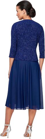 Alex Evenings Women's Tea Length Mock Dress with Sequin Jacket (Petite and Regular Sizes) in Kuwait