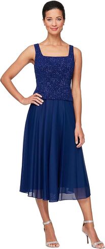 Alex Evenings Women's Tea Length Mock Dress with Sequin Jacket (Petite and Regular Sizes) in Kuwait
