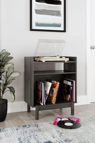 Signature Design by Ashley Calverson Mid-Century Modern Turntable Media Console, Brown in Saudi Arabia