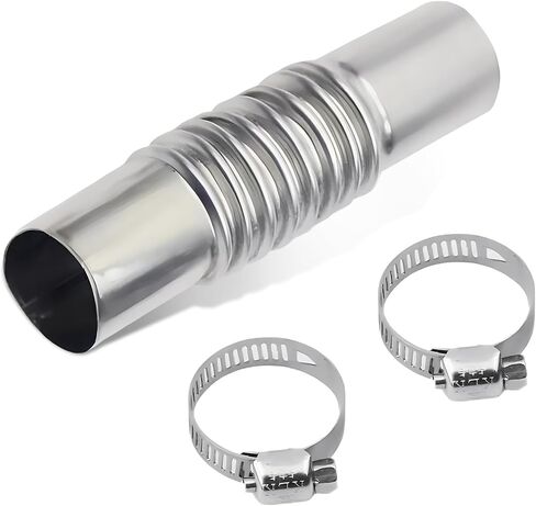 1 PC CAR CAR CAR COR CONBOW CONNECTOR ، 5.11 "× 1.06" أنابيب العادم المموجة الفولاذ المقاوم للصدأ ، وتركيب أنابيب العادم القابلة للتعديل المرنة ، عالمي لمعظم السيارات (الفضة) in Saudi Arabia